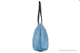 Versace Portuna Medusa Medium Cornflower Blue Nylon Leather Tote Bag Purse
