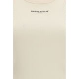 Maison Kitsuné Beige Cotton Sleeveles T-Shirt