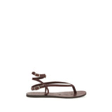 Manebi Brown Calf Leather Bos Taurus Flat Sandals