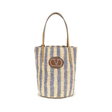Valentino Garavani Blue Raffia Backet Bag