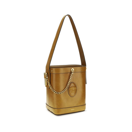 Versace Brown Calf Leather Bos Taurus Backet Bag