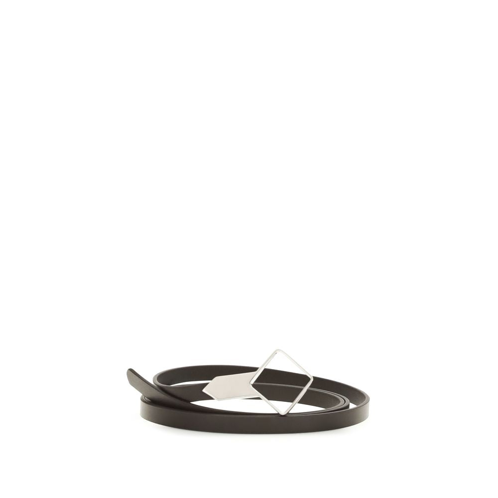 The Row Brown Calf Leather Bos Taurus Thin Belt