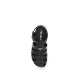 Prada Black Calf Leather Bos Taurus Flat Sandals
