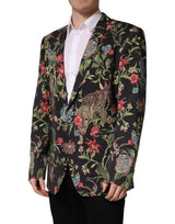 Dolce & Gabbana Multicolor Floral Leopard 1 Button Men Suit Jacket