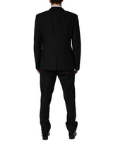 Dolce & Gabbana Black Wool Silk Saxophone Slim Fit 3Pc Suit