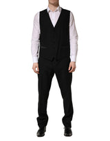 Dolce & Gabbana Black Wool Silk Saxophone Slim Fit 3Pc Suit