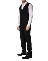 Dolce & Gabbana Black Wool Silk Saxophone Slim Fit 3Pc Suit