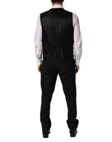 Dolce & Gabbana Black Wool Silk Saxophone Slim Fit 3Pc Suit
