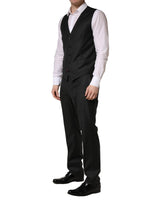 Dolce & Gabbana Black Wool Slim Fit Formal 3 Piece Men Suit