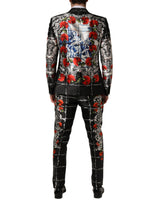 Dolce & Gabbana Black Floral 2 Buttons Formal 3 Piece Suit
