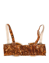 Dolce & Gabbana Gold Sequined Nyon Balconnet Bra Underwear