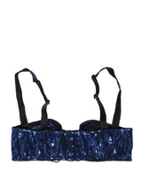 Dolce & Gabbana Blue Sequined Nyon Balconnet Bra Underwear