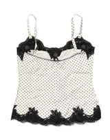 Dolce & Gabbana White Polka Dot Lace-Trimmed Camisole Top Underwear