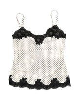 Dolce & Gabbana White Polka Dot Lace-Trimmed Camisole Top Underwear