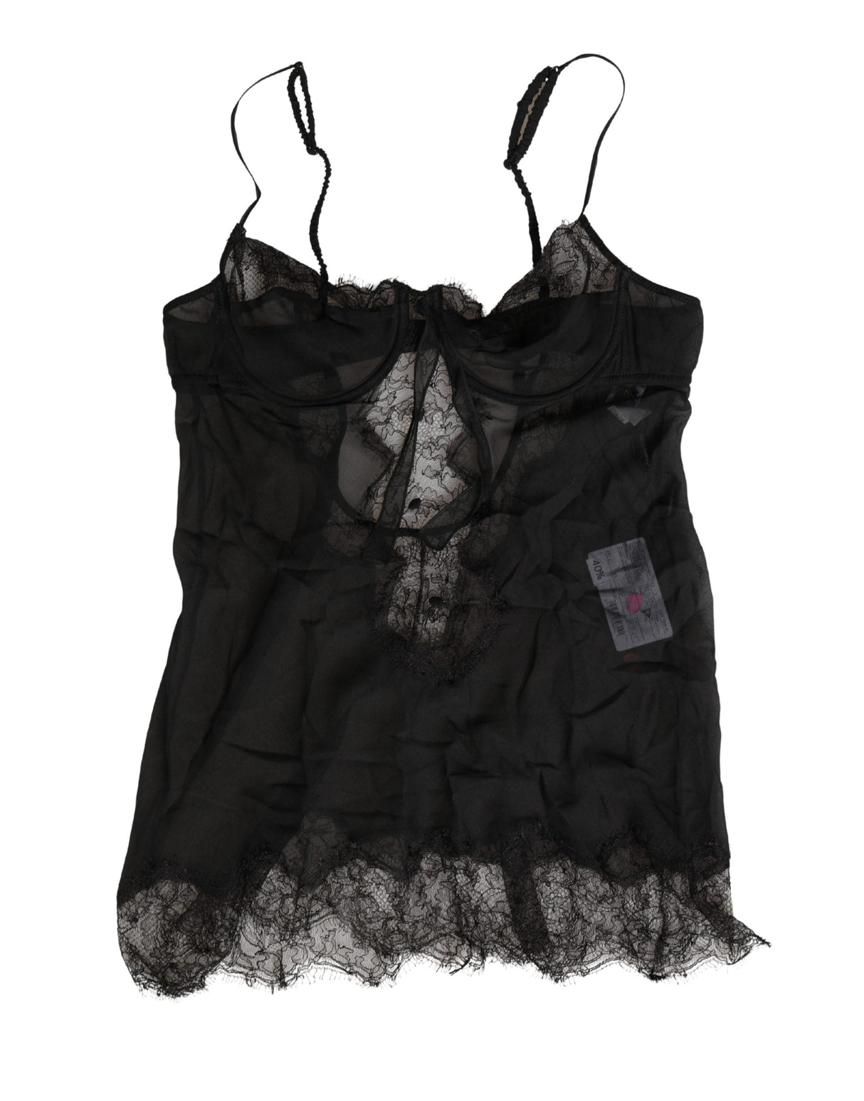 Dolce & Gabbana Black Silk Lace Lingerie Chemise Top Underwear