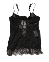 Dolce & Gabbana Black Silk Lace Lingerie Chemise Top Underwear