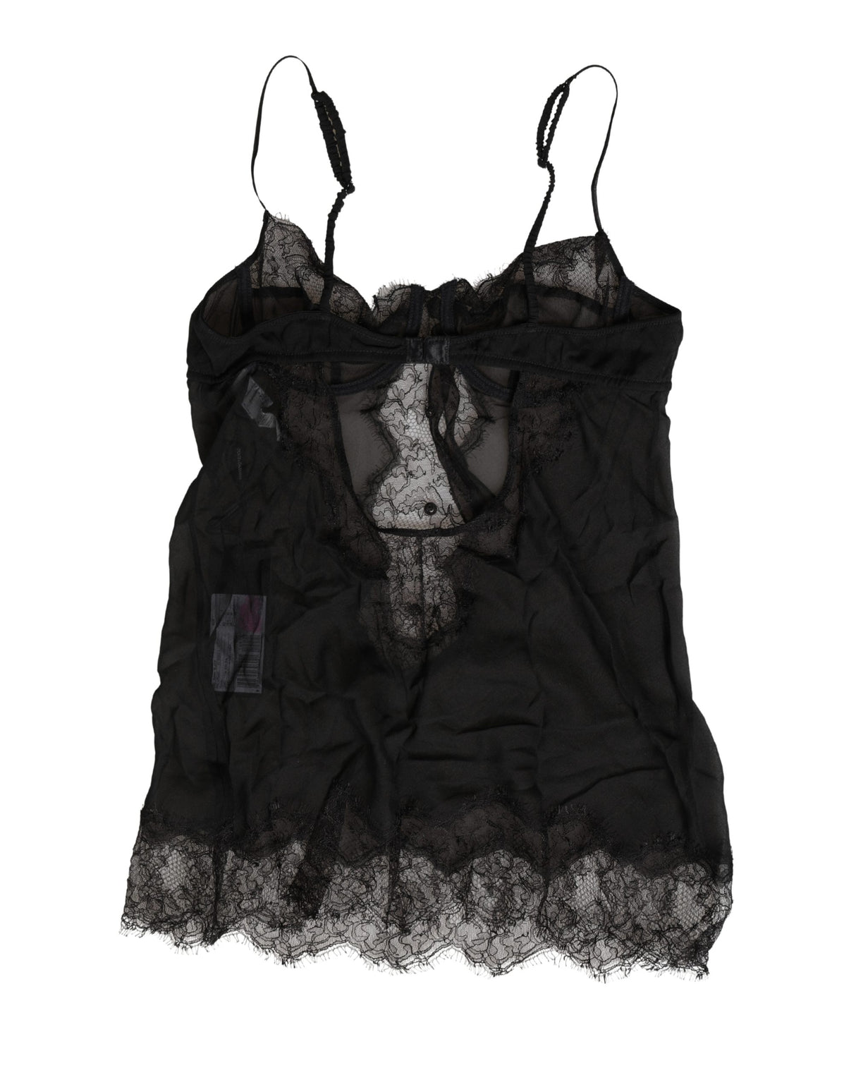 Dolce & Gabbana Black Silk Lace Lingerie Chemise Top Underwear
