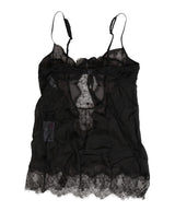 Dolce & Gabbana Black Silk Lace Lingerie Chemise Top Underwear