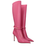 Jimmy Choo Pink Leather High Heel Boots