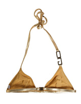 Dolce & Gabbana Gold-Tone Triangle Bikini Top DG Logo Swimwear