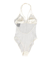 Dolce & Gabbana White Sheer Nylon Bodysuit Halterneck Underwear