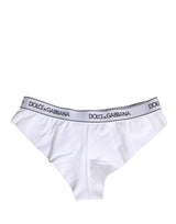 Dolce & Gabbana White Cotton Logo Waistband Brief Panty Underwear