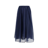 Max Mara Blue Cotton Long Skirt