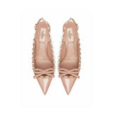 Valentino Garavani Beige Calfskin Mid Heel Pumps