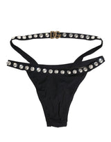 Dolce & Gabbana Black Crystal Embellished Bikini Bottom Swimwear