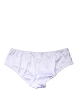 Dolce & Gabbana White Silk Stretch Mid Waist Brief Panty Underwear