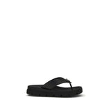 Prada Black Calf Leather Bos Taurus Flip-Flop Sandals