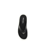 Prada Black Calf Leather Bos Taurus Flip-Flop Sandals