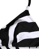 Dolce & Gabbana Black White Zebra Bikini Top Bottom Swimwear