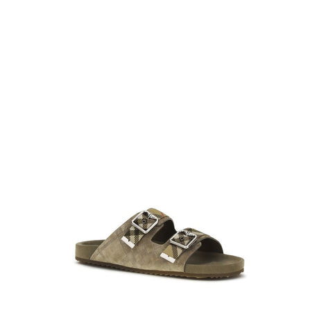 Burberry Beige Calf Leather Bos Taurus Flat Sandals
