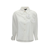 Ella White Cotton Pattern Shirt