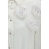 Ella White Cotton Pattern Shirt
