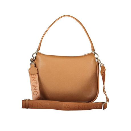 Mario Valentino Brown Polyurethane Women's Bag with Removable Shoulder Strap