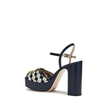 Valentino Garavani Blue Calf Leather Bos Taurus Platform Sandals