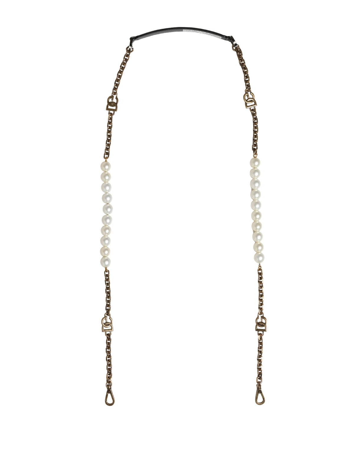 Dolce & Gabbana Black Leather Gold Chain Bag Accessory Shoulder Strap