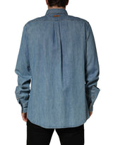 Dolce & Gabbana Blue Cotton Stretch Casual Denim Slim Shirt