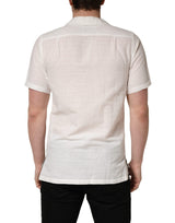 Dolce & Gabbana White Linen Short Sleeves Button Down Shirt