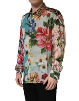 Dolce & Gabbana Multicolor Floral Animal Print Collared Shirt