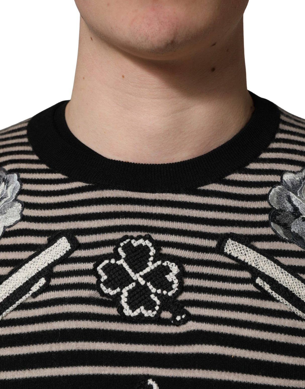 Dolce & Gabbana Multicolor Cashmere Striped CrewNeck Sweater