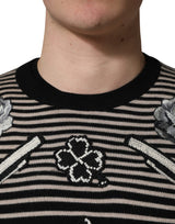 Dolce & Gabbana Multicolor Cashmere Striped CrewNeck Sweater