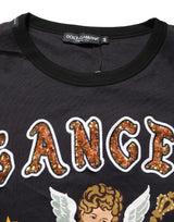 Dolce & Gabbana Black Angel Print Cotton Crew Neck T-shirt