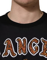 Dolce & Gabbana Black Angel Print Cotton Crew Neck T-shirt