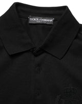Dolce & Gabbana Black Cotton Collared Short Sleeves Men Polo T-shirt