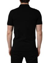 Dolce & Gabbana Black Cotton Collared Short Sleeves Men Polo T-shirt