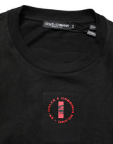 Dolce & Gabbana Black Cotton Jersey Logo Patch Crew Neck T-shirt