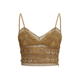 Charo Ruiz Brown Cotton Sleeveles T-Shirt